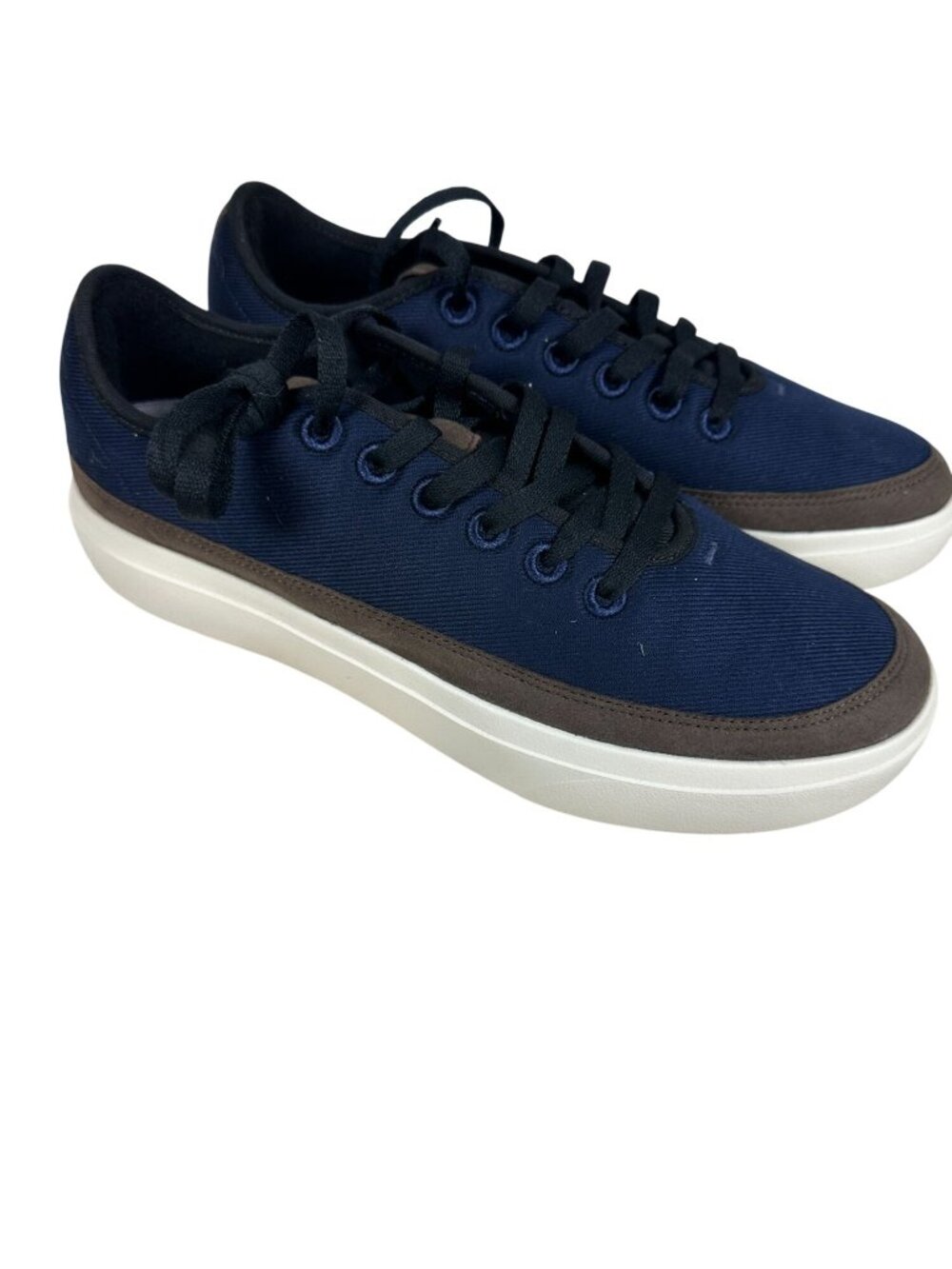 Allbirds Mens Navy & Brown Lace-Up Sneakers 12 White Sole Durable Lightweight